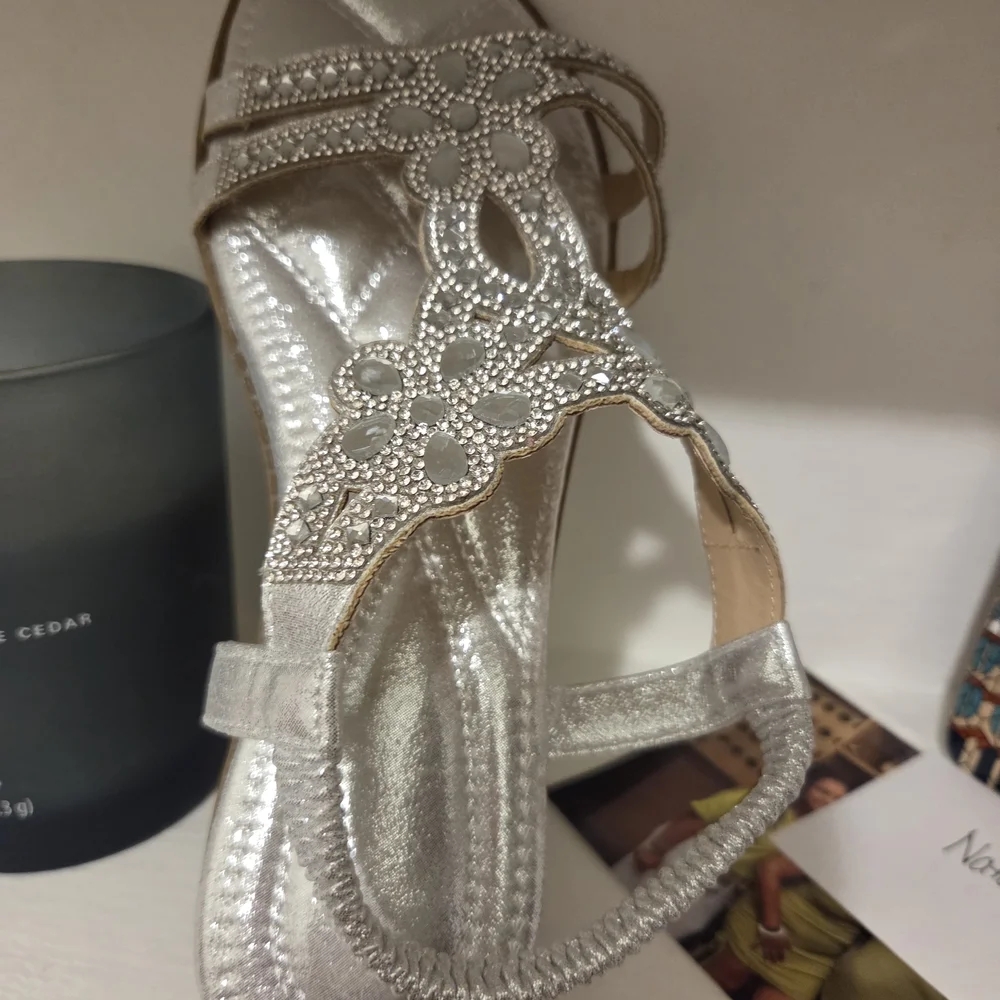 Silver Sandals with Intricate Design - Picture 12 of 16